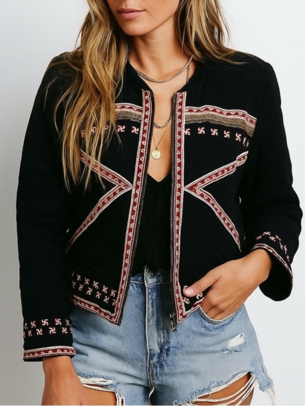 NWT FLANNEL Quilted Embroidered Savannah Jacket